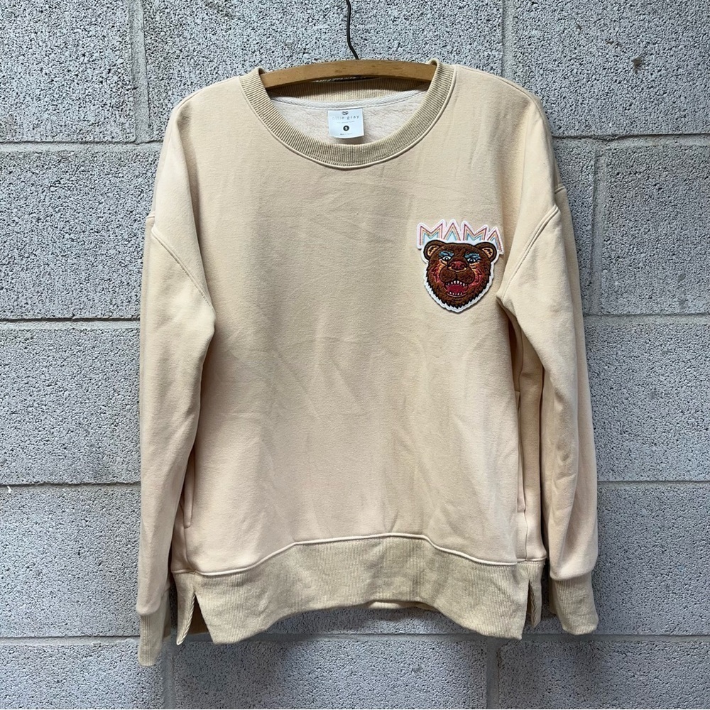 New Ollie Gray Luxe Side Pocket Sweatshirt in Cream